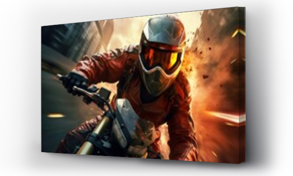 Wizualizacja Obrazu : #688439649 A man wearing a helmet and riding a motorcycle