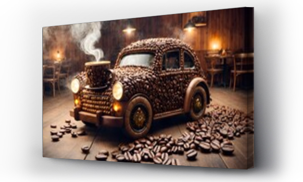 Wizualizacja Obrazu : #688515196 A unique car made entirely of coffee elements.