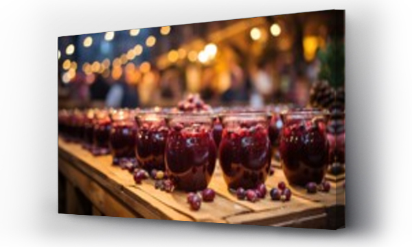 Wizualizacja Obrazu : #688782905 glasses of hot spiced winter fruit soup at the ice market,