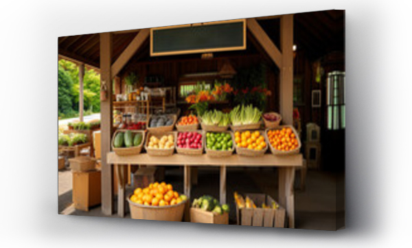 Wizualizacja Obrazu : #689539719 a fruit stand with baskets of vegetables and fruits