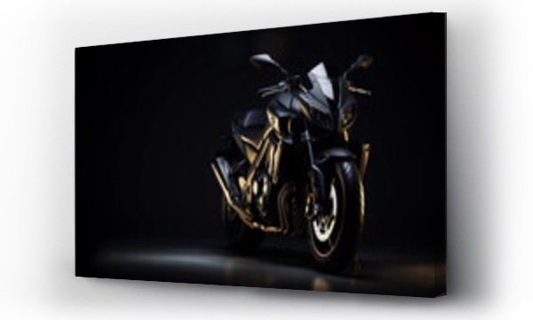 Wizualizacja Obrazu : #689711423 a black motorcycle in a dark room