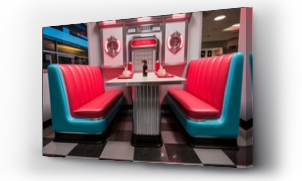 Wizualizacja Obrazu : #690197286 Photo of a jukebox diner booth with vinyl seating. Generative AI