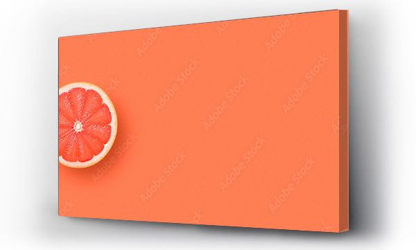 Wizualizacja Obrazu : #690252304 cut citrus fruit, red grapefruit, with shadow on modern color. Fresh concept of a vegan fruit
