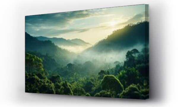 Wizualizacja Obrazu : #690651345 Tropical rainforest. Green and misty.