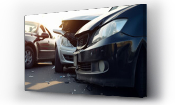 Wizualizacja Obrazu : #690750485 A car accident involving multiple vehicles causing damage. Damaged automobiles after collision. Generative AI