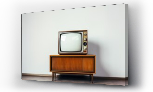Wizualizacja Obrazu : #691169885 Antique television, on vintage furniture and white background