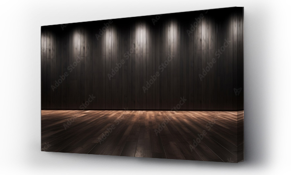 Wizualizacja Obrazu : #691444024 wood floor with dark black wall for present product