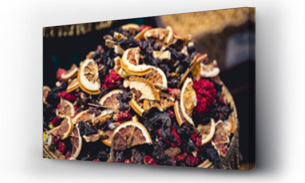 Wizualizacja Obrazu : #691567520 Dried flowers and fruit as a tea for sale at the Spice Bazaar; Istanbul, Turkey