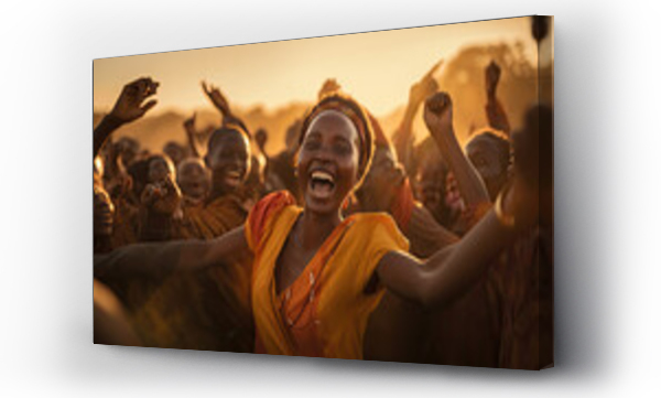 Wizualizacja Obrazu : #692554087 Happy African women with traditional dance during the festival