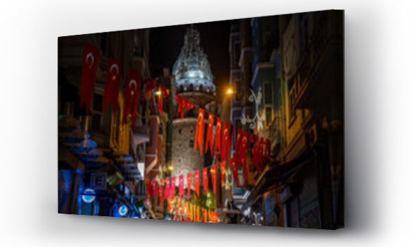 Wizualizacja Obrazu : #692723001 galata tower istanbul with turkey flags