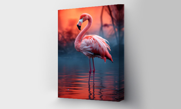 Wizualizacja Obrazu : #692833679 Hyper realistic flamingo portrait on bright background in national geographic style generated AI
