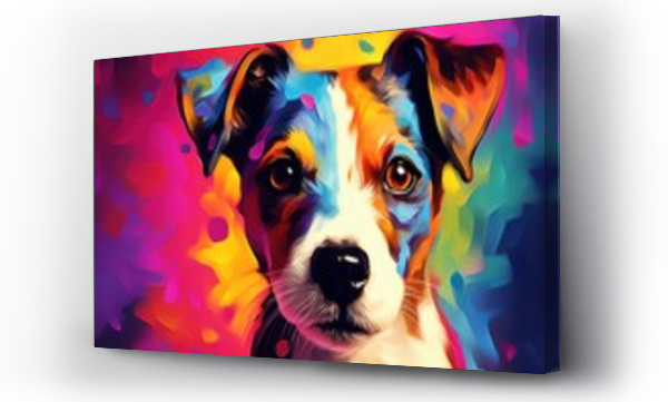 Wizualizacja Obrazu : #692883986 Jack Russell Terrier puppy in abstract graphic style. The highlight is the ultra-bright neon art.
