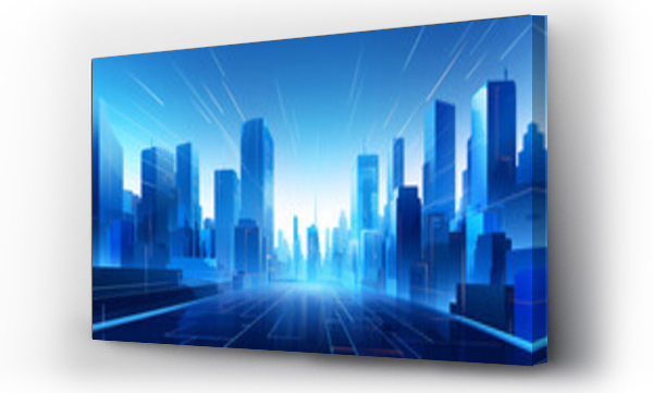 Wizualizacja Obrazu : #693285142 Future technology city architectural scene illustration, blue city skyline concept illustration
