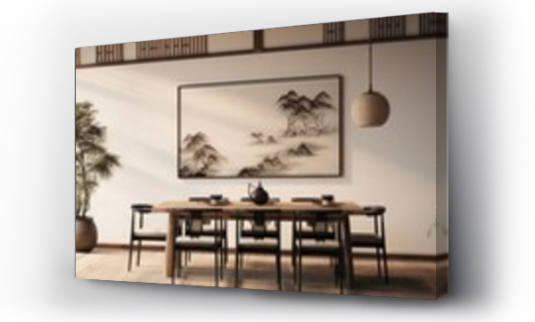 Wizualizacja Obrazu : #693303541 Japanese-style home interior with dining room background featuring a ed frame mockup.