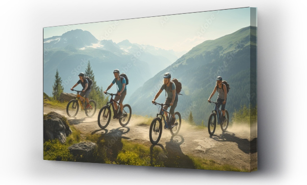 Wizualizacja Obrazu : #693446529 friends on e-bikes: exploring majestic mountain views together