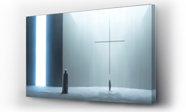 Wizualizacja Obrazu : #693785063 a person standing in front of a cross