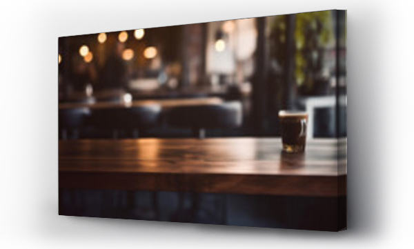 Wizualizacja Obrazu : #693785942 Empty wooden table and coffee shop blur background with bokeh image.