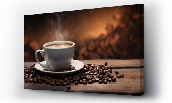 Wizualizacja Obrazu : #693902495 White cup of coffee with coffee