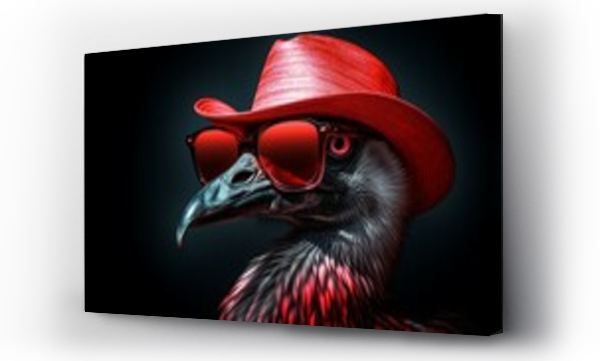 Wizualizacja Obrazu : #694639185 A flamingo wearing sunglasses and a hat