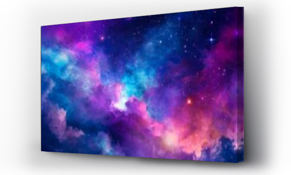 Wizualizacja Obrazu : #695524476 colorful space galaxy cloud nebula stary night cosmos universe science astronomy supernova background wallpaper blue and purple space background created with generative ai