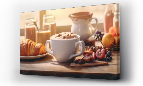 Wizualizacja Obrazu : #695643373 Delicious coffee with croissants