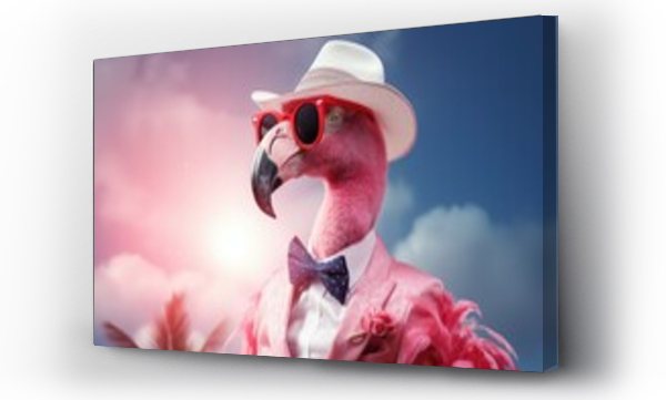 Wizualizacja Obrazu : #695801755 Flamingo in a pink suit and flamboyant sunglasses