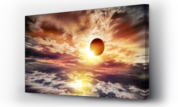 Wizualizacja Obrazu : #696023243 total solar eclipse in clouds, atmosphere . eclipse of the sun, beautiful phenomenon of nature