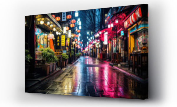 Wizualizacja Obrazu : #696366787 China town street at night. Illuminated stores and chinese lanterns decoration