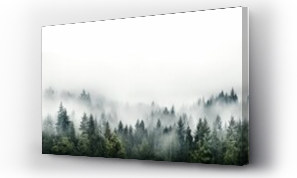 Wizualizacja Obrazu : #696820669 A misty forest with fog enveloping the trees creating a serene and mystical atmosphere