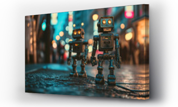 Wizualizacja Obrazu : #697340592 Cute robot toys on the street