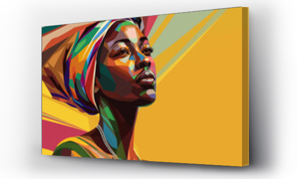Wizualizacja Obrazu : #697388255 Black History Month - A colorful illustration for the Africans concept of Africa Day, depicting a woman and the colors represent the unique colors of Africa