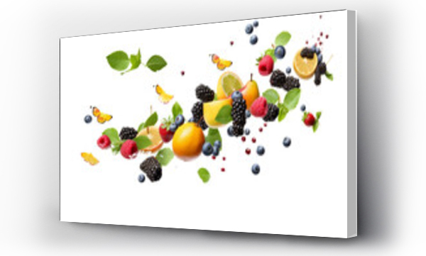 Wizualizacja Obrazu : #697389403 different fruits flying isolated on transparent background