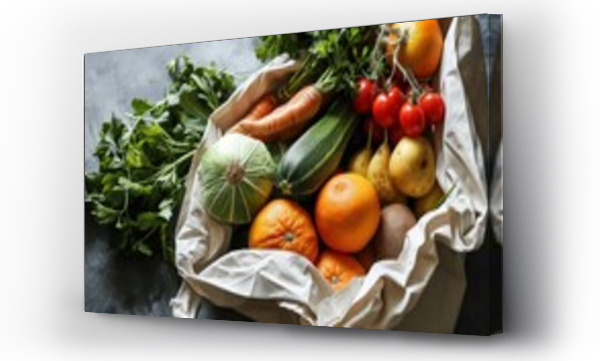 Wizualizacja Obrazu : #697813655 white paper bag with fruits and vegetables