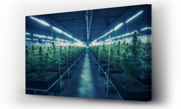 Wizualizacja Obrazu : #698091573 Growing cannabis in a greenhouse. Rows of flowering plants