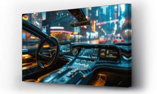 Wizualizacja Obrazu : #698351610 autonomous futuristic car dashboard concept with HUD and hologram screens and infotainment system