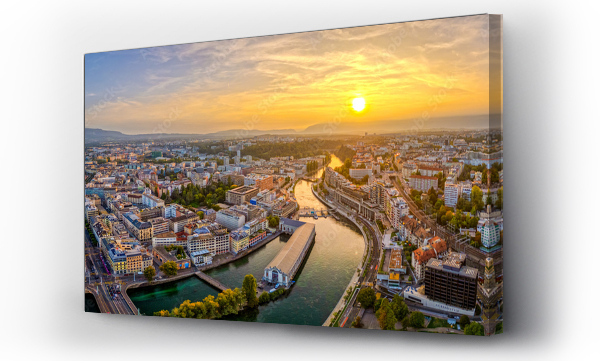 Wizualizacja Obrazu : #699078973 Geneva, Switzerland at Sunset from Above
