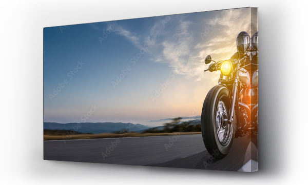Wizualizacja Obrazu : #699160886 motorbike on the road riding. having fun driving the empty highway on a motorcycle tour journey