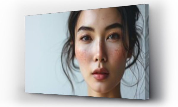 Wizualizacja Obrazu : #699207769 Beauty portrait of young Asian woman on bright white background Beautiful young asian woman with clean fresh skin on white background Facial treatment, Cosmetology, plastic surgery.