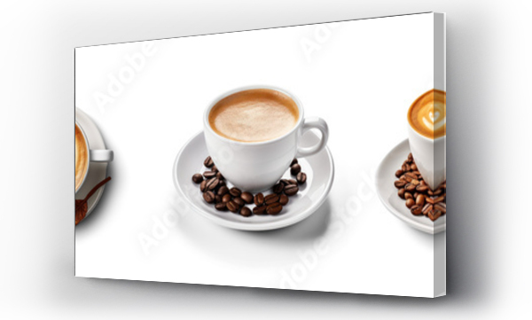 Wizualizacja Obrazu : #700487295 coffee cup assortment top view collection, coffee cup assortment with heart sign top view collection on isolate transparency background, PNG

