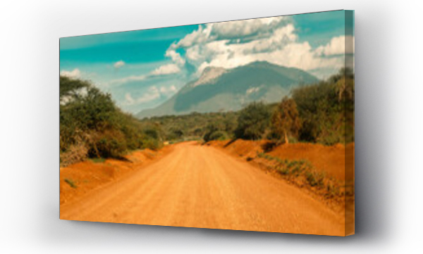 Wizualizacja Obrazu : #701256218 A dirt road against the background of Mount Longido in Tanzania