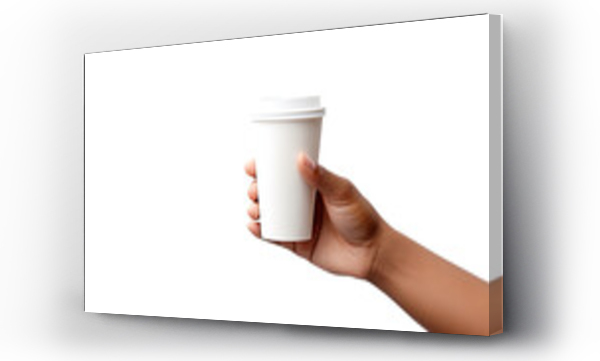 Wizualizacja Obrazu : #701713751 Hand holding a Blank cup of coffee isolated on transparent background Remove png, Clipping Path, pen tool