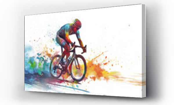 Wizualizacja Obrazu : #701769126 a man ride a bike colorful splash isolated on white background.