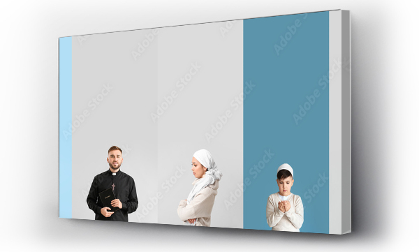 Wizualizacja Obrazu : #701791642 Representatives of different religions on color background