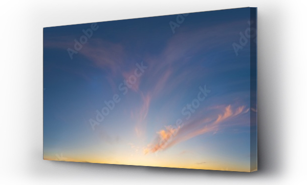 Wizualizacja Obrazu : #702050370 Sunset sky panorama with bright glowing pink Cirrus clouds. Seamless hdr 360 panorama in spherical equirectangular format. Full zenith for 3D visualization, sky replacement for aerial drone panoramas