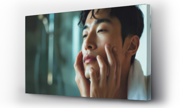 Wizualizacja Obrazu : #702551471 photo of handsome korean man. skincare, spa concept