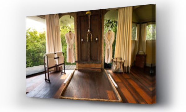Wizualizacja Obrazu : #702909080 Interior of a luxury room in an expensive lodge, Olare Motorogi Conservancy, Kenya.