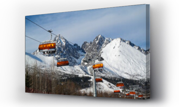 Wizualizacja Obrazu : #703818662 Wyci?g narciarski w Wysokich Tatrach na S?owacji, w tle ?omnica,