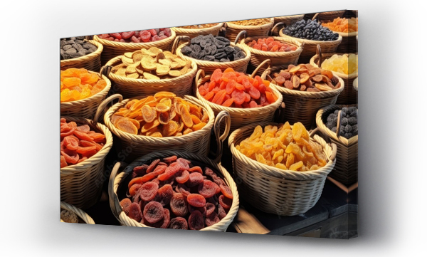 Wizualizacja Obrazu : #704107118 Dried fruit baskets with prices available at the market.
