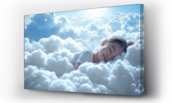 Wizualizacja Obrazu : #704310127 cute asian kid sleeping peacefully on a bed of clouds