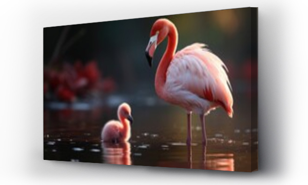 Wizualizacja Obrazu : #704951341 Flamingo with chick
